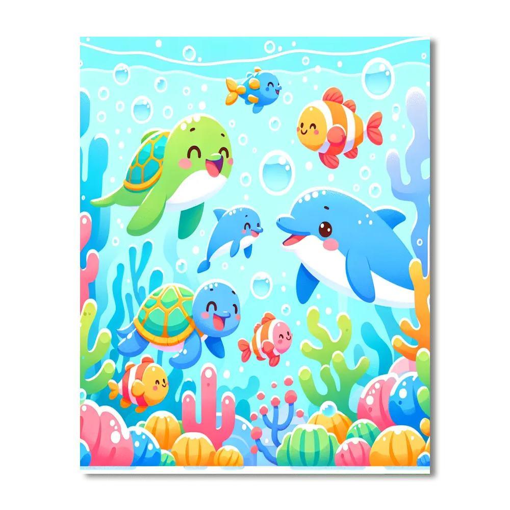 Underwater Adventure With Sea Creatures Paint By Color