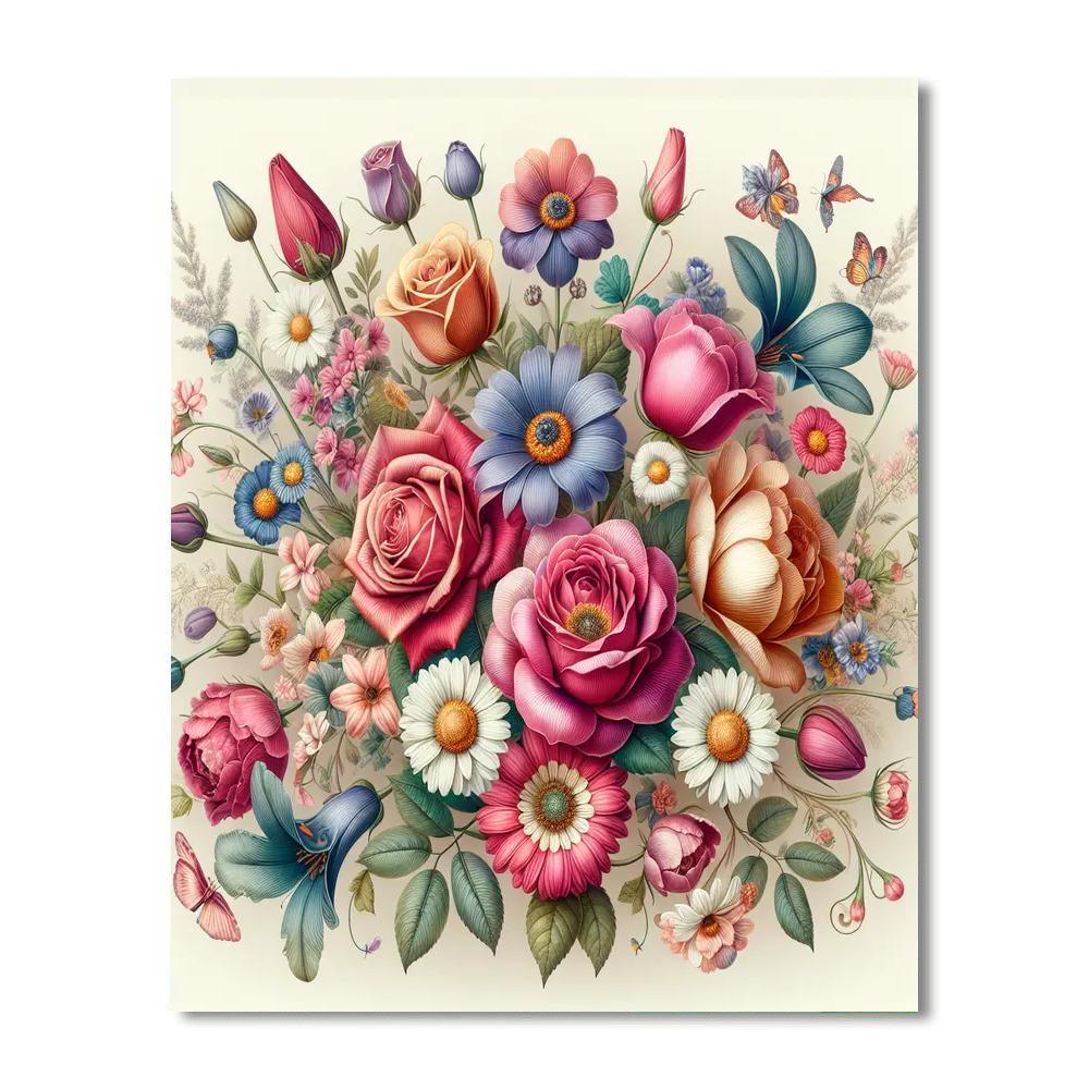 Vibrant Floral Burst Number Painting