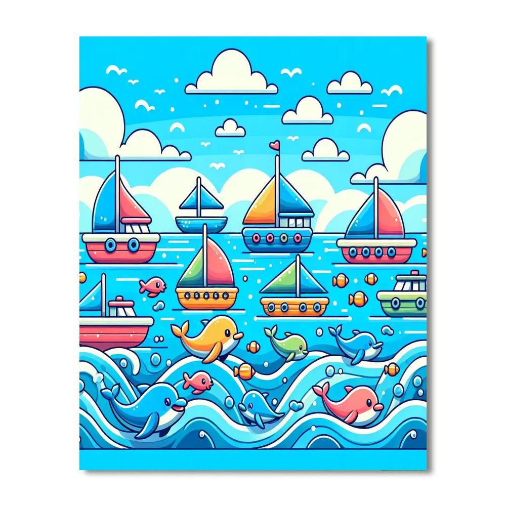 Cheerful Sea Adventure Paint By Numbers Art
