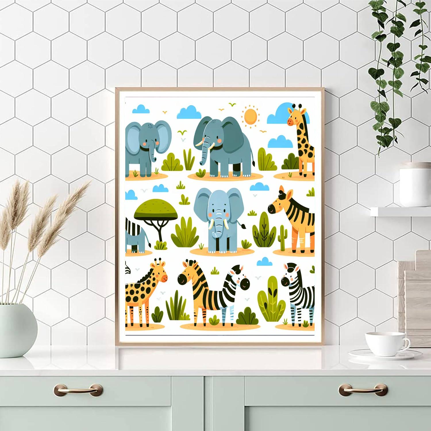 Joyous Safari Animals Paint By Numbers Art