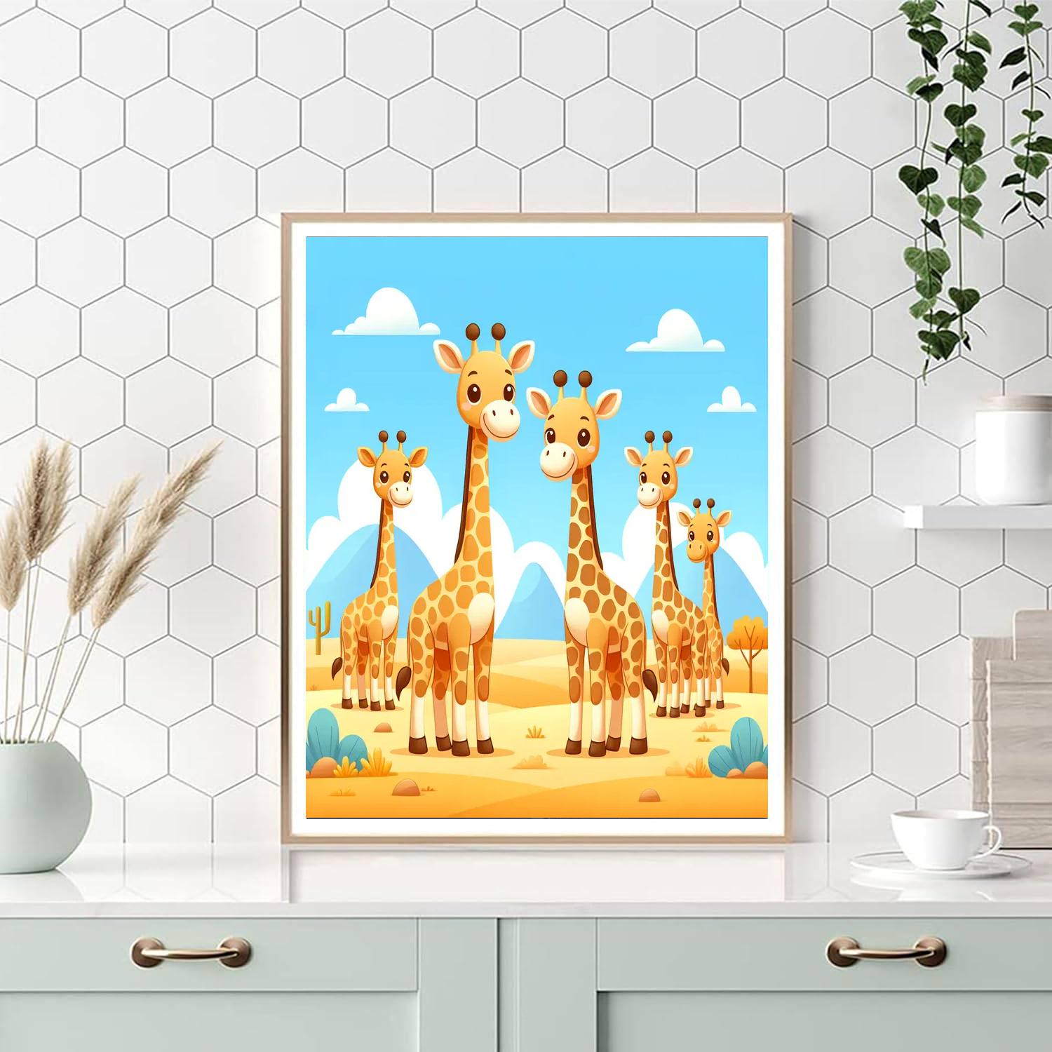 Gigantic Giraffe Safari Painting Number Kit