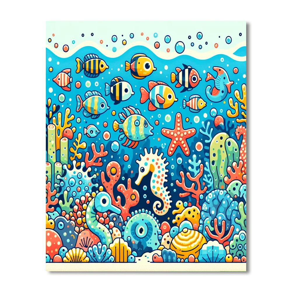 Underwater Coral Reef Discovery Painting Number Kit