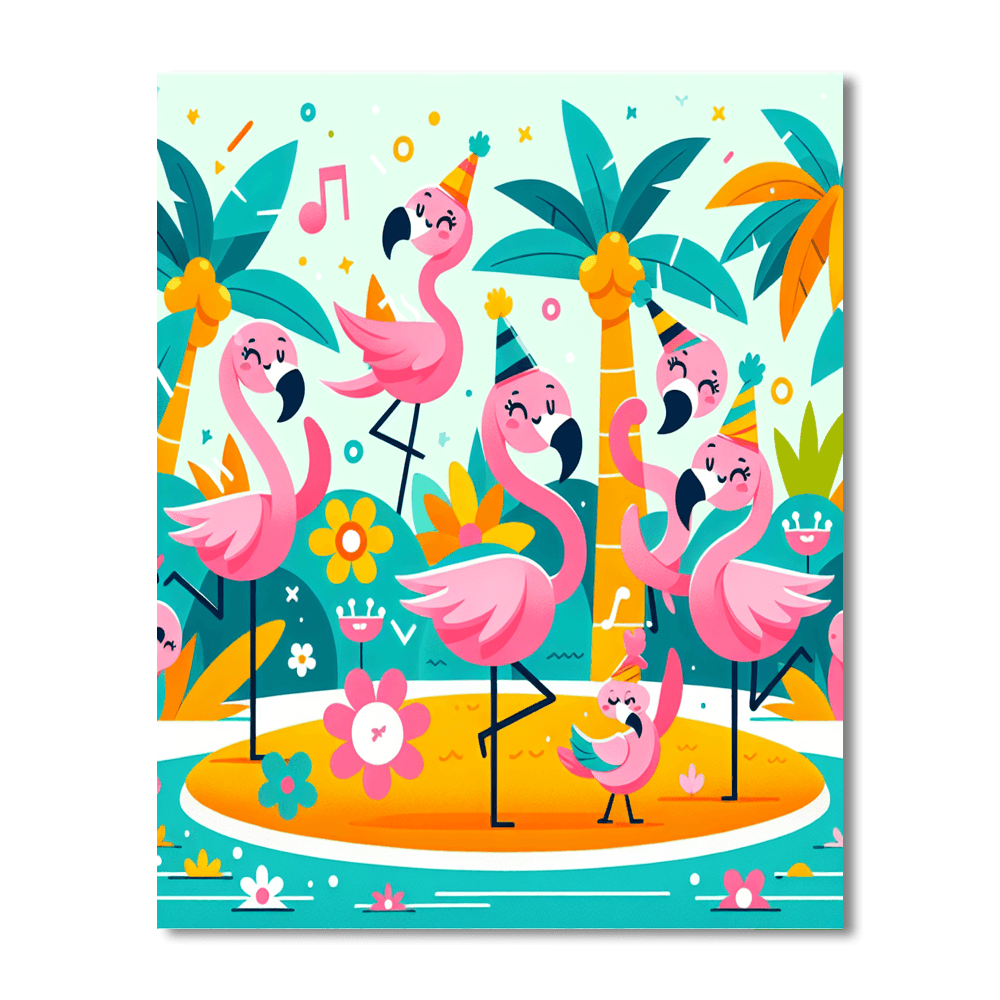 Funny Flamingo Fiesta Paint By Numbers Kits