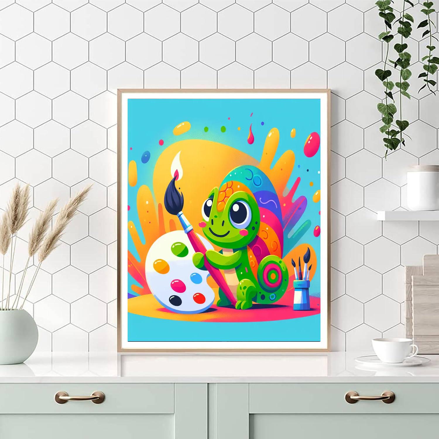 Artful Chameleon Number Painting