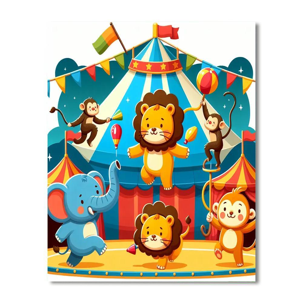 Daring Circus Animals Paint By Numbers Art