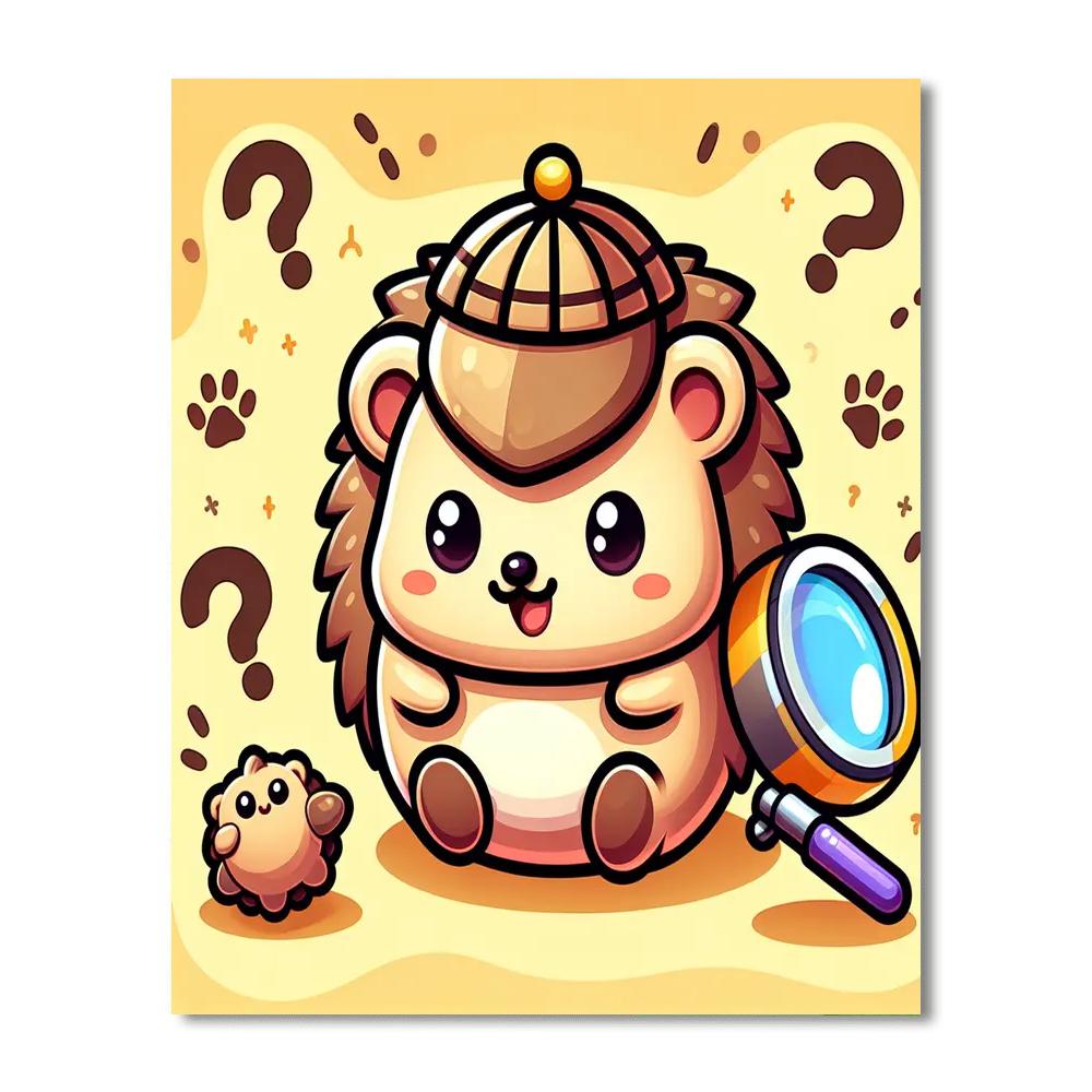 Clever Hedgehog Detective Painting Number Kit