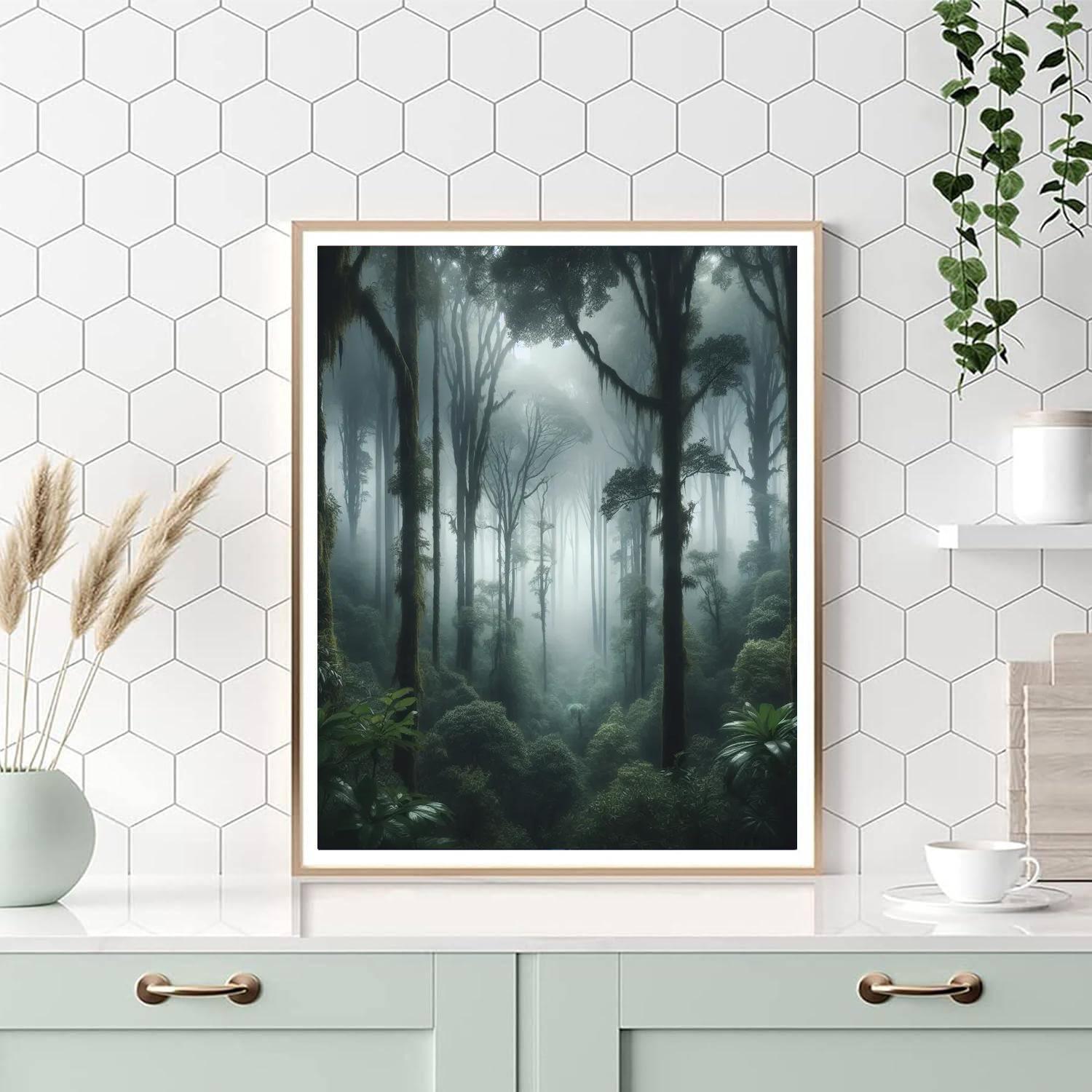 Mysterious Foggy Woods Painting By Numbers Kit