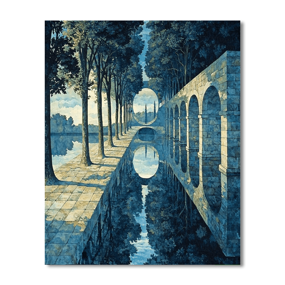 René Magritte Inspired Distant Dreamscape  Paint By Numbers Art