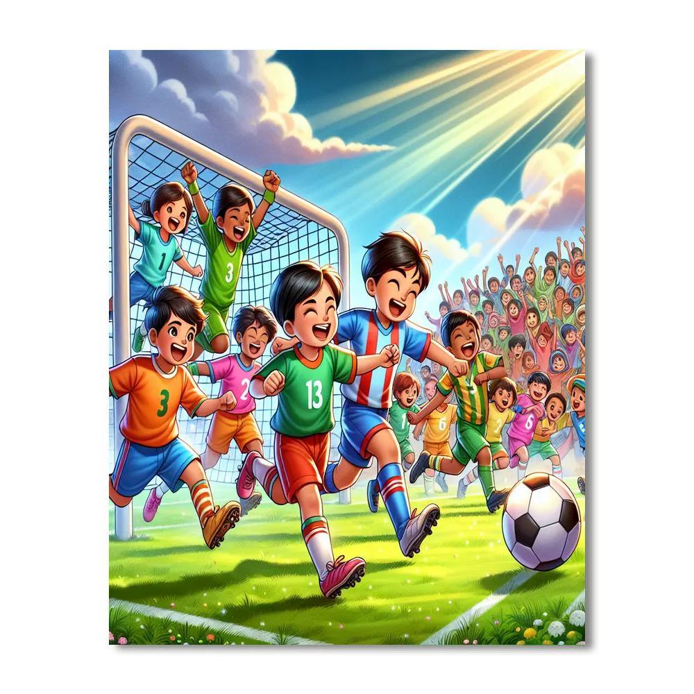 Joyful Soccer Match Paint By Numbers Kits