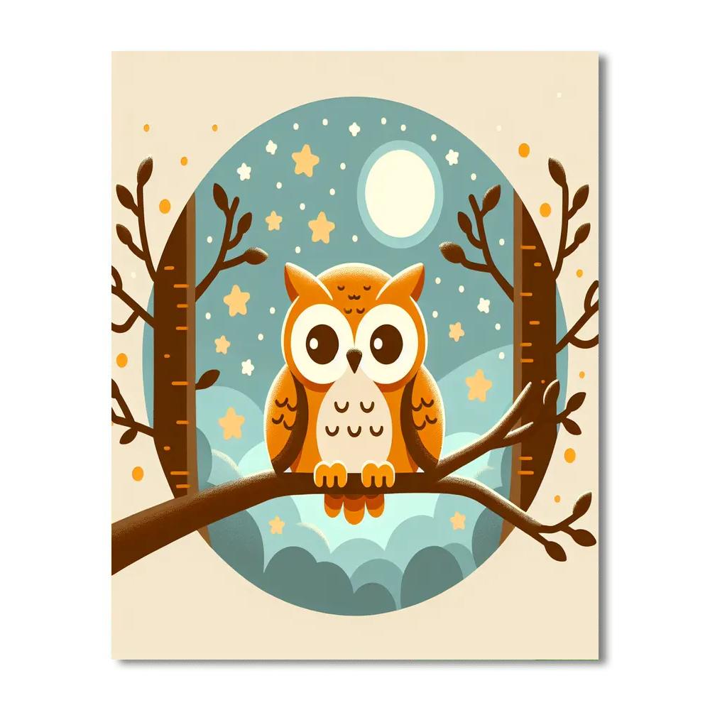 Wise Woodland Owls Painting Number Kit