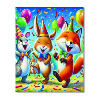 Joyful Animal Party Numbered Painting Kits