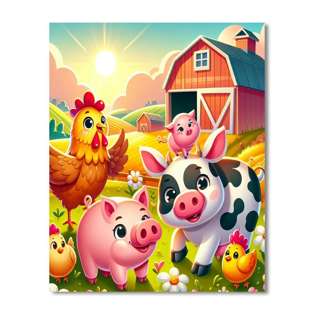 Silly Farm Animals Paint By Numbers Art