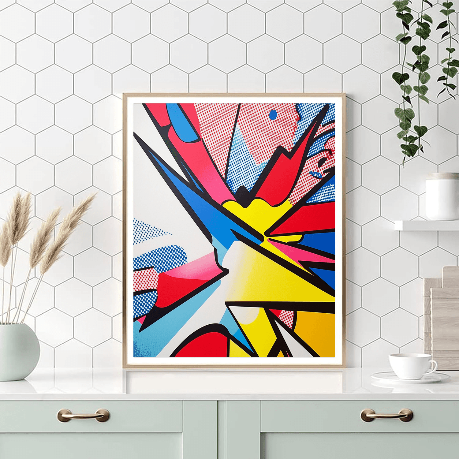 Roy Lichtenstein Inspired Geometric Pop Fiesta  Numbered Painting Kits