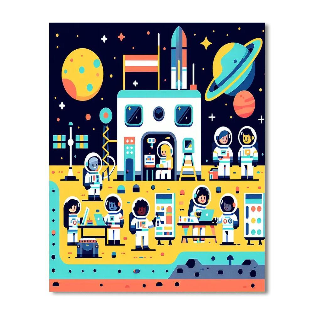 Galactic Outpost Mission Paint By Numbers Art