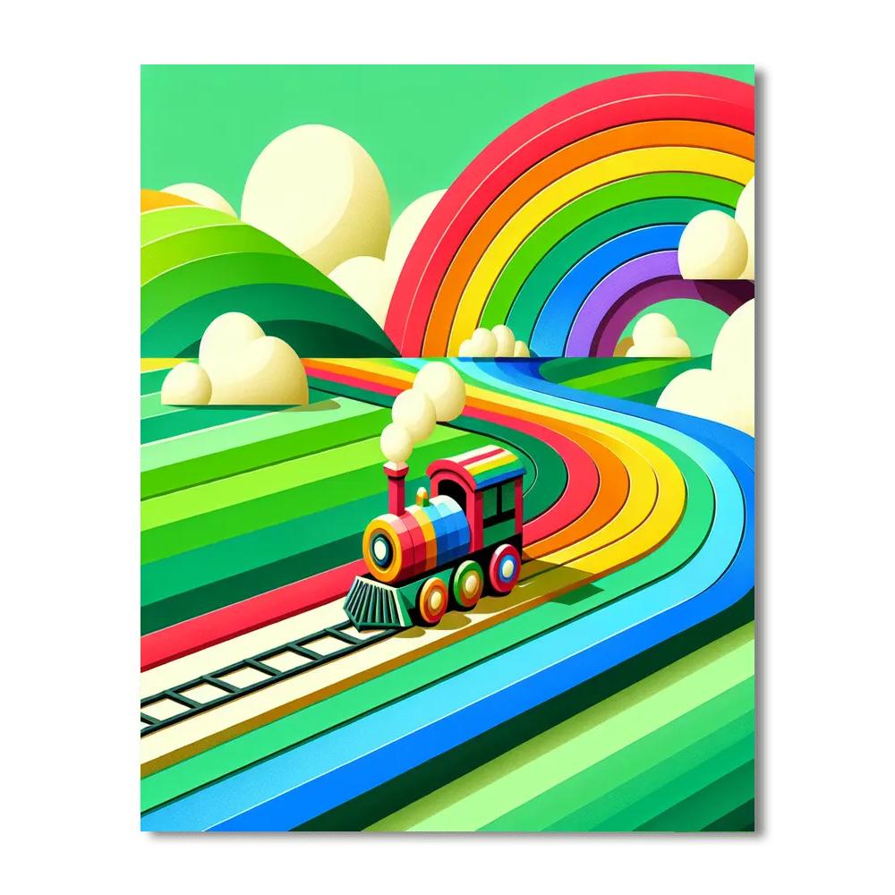 Rainbow Train Adventure DIY Paint By Numbers