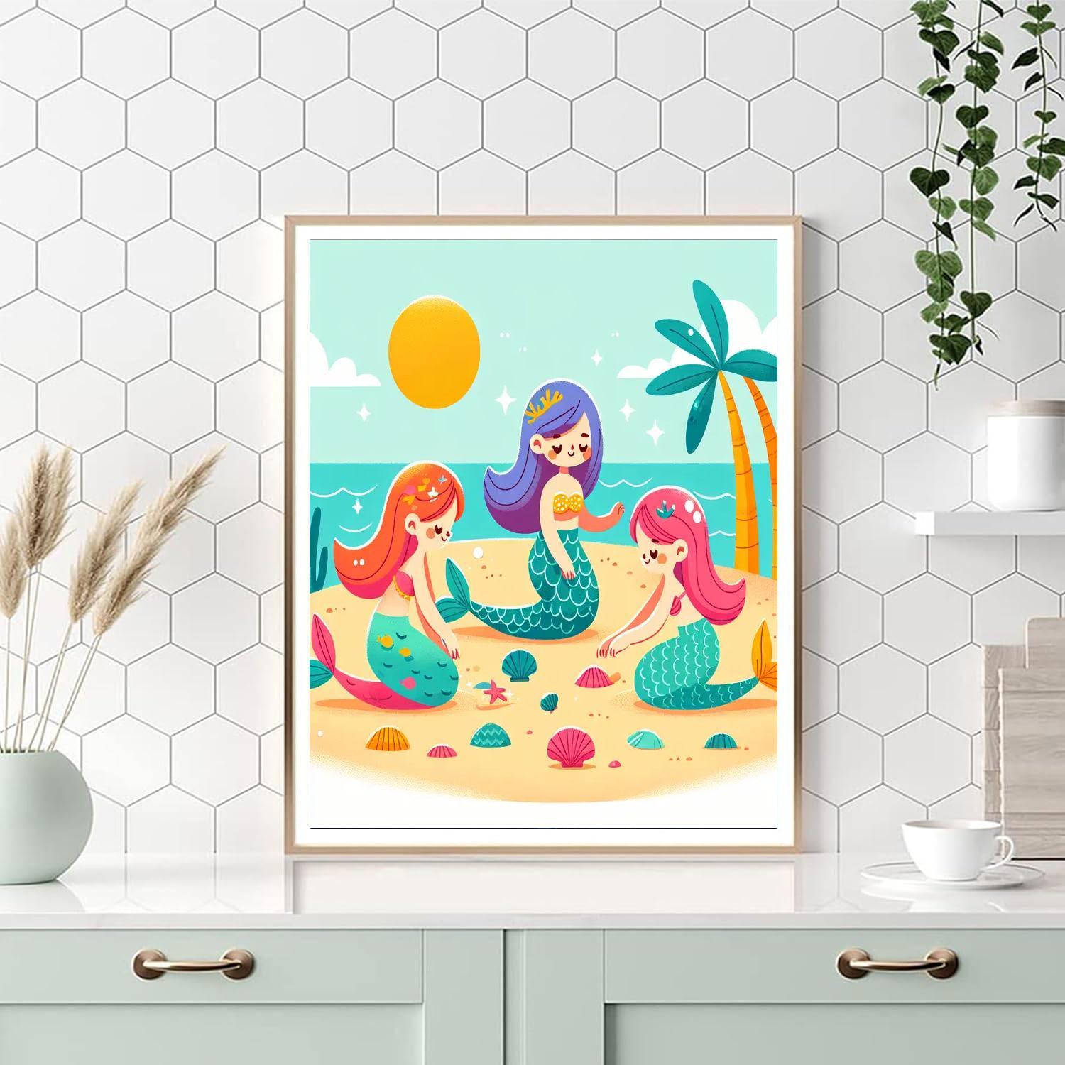 Beachside Mermaid Fantasy Numbered Painting Kits