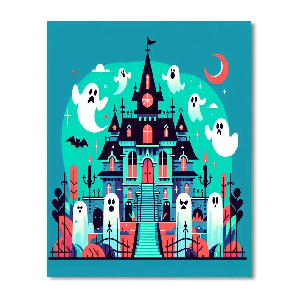 Spooky Mansion Paint By Numbers Art