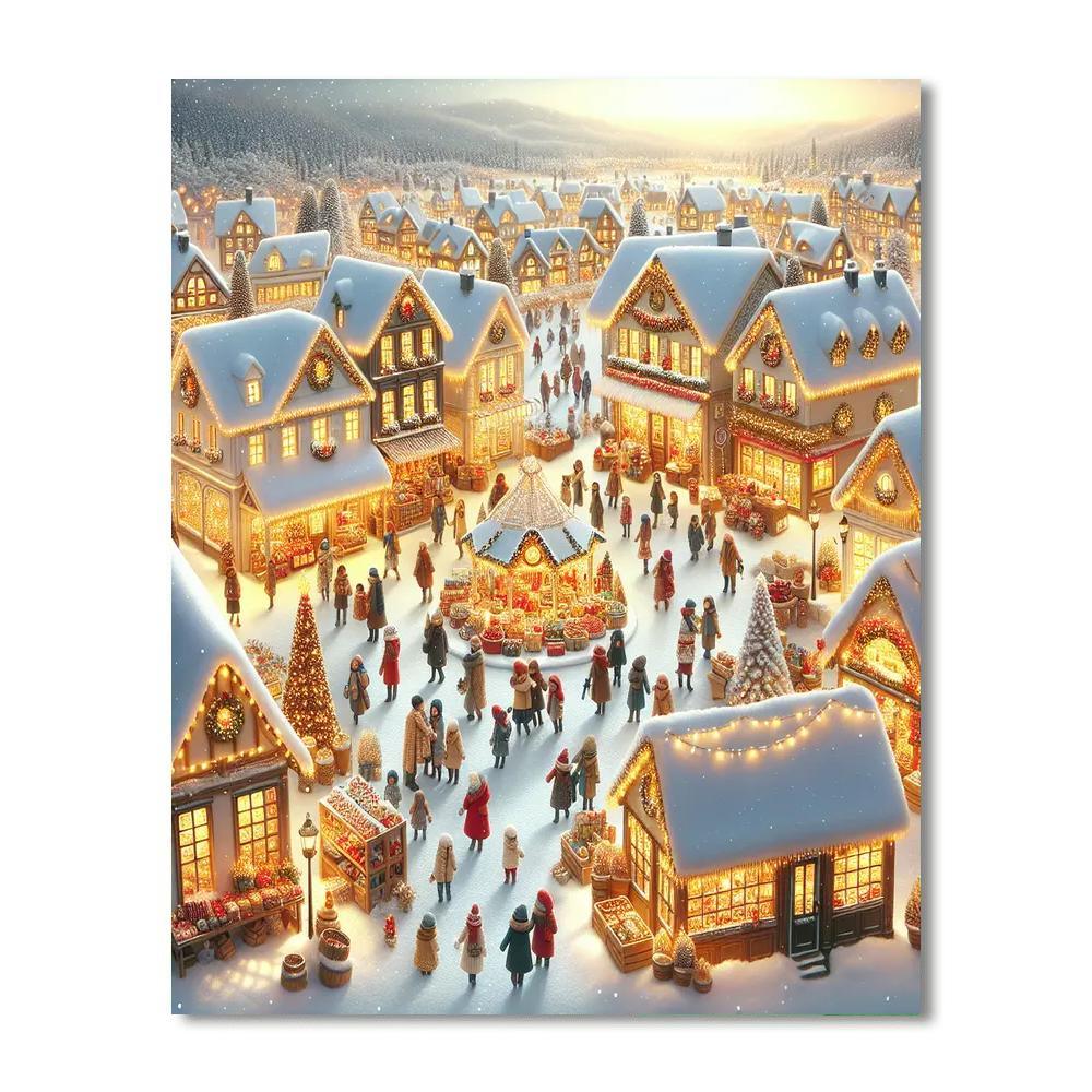 Winter Festive Town Paint By Numbers Kits