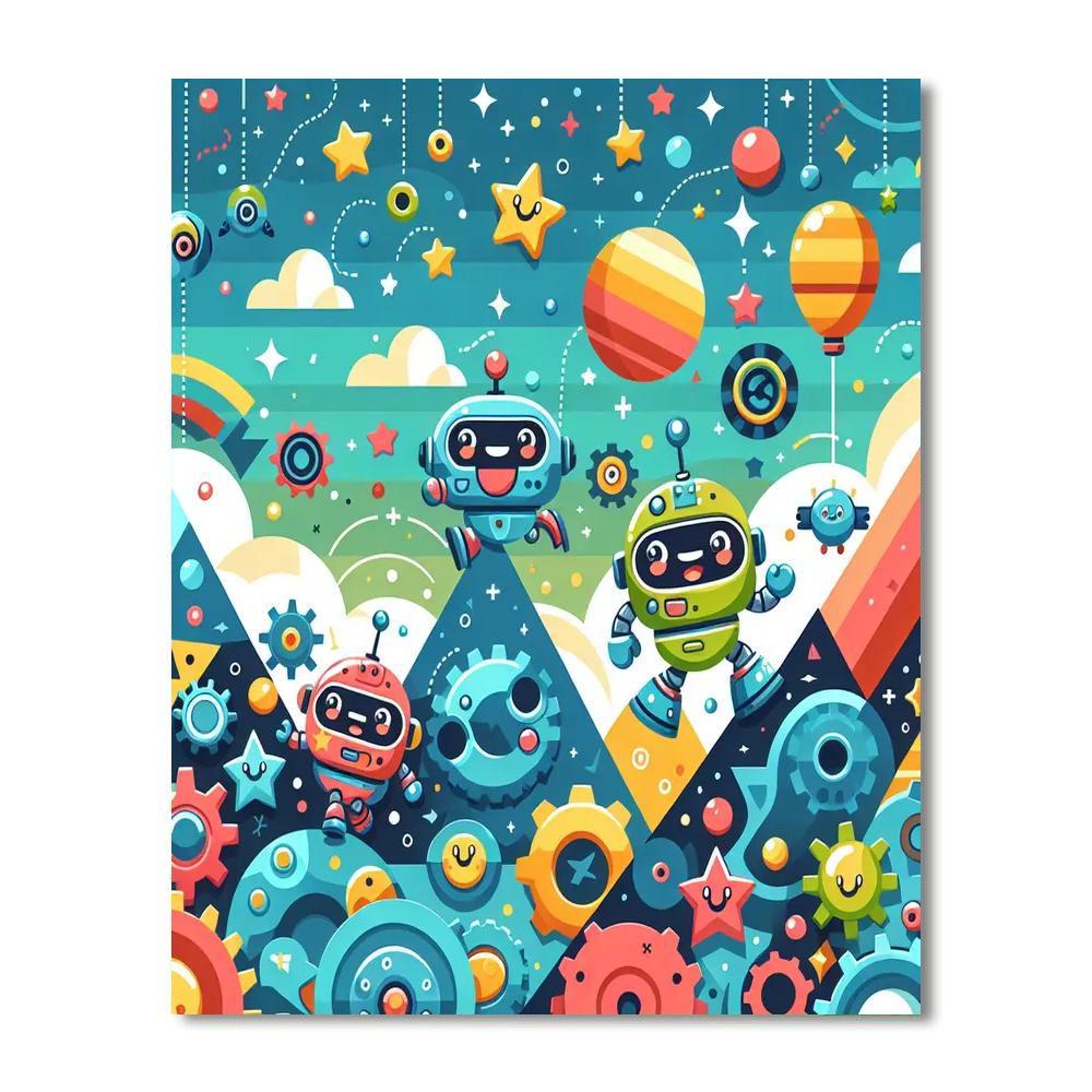 Adventurous Little Robots Numbered Painting Kits