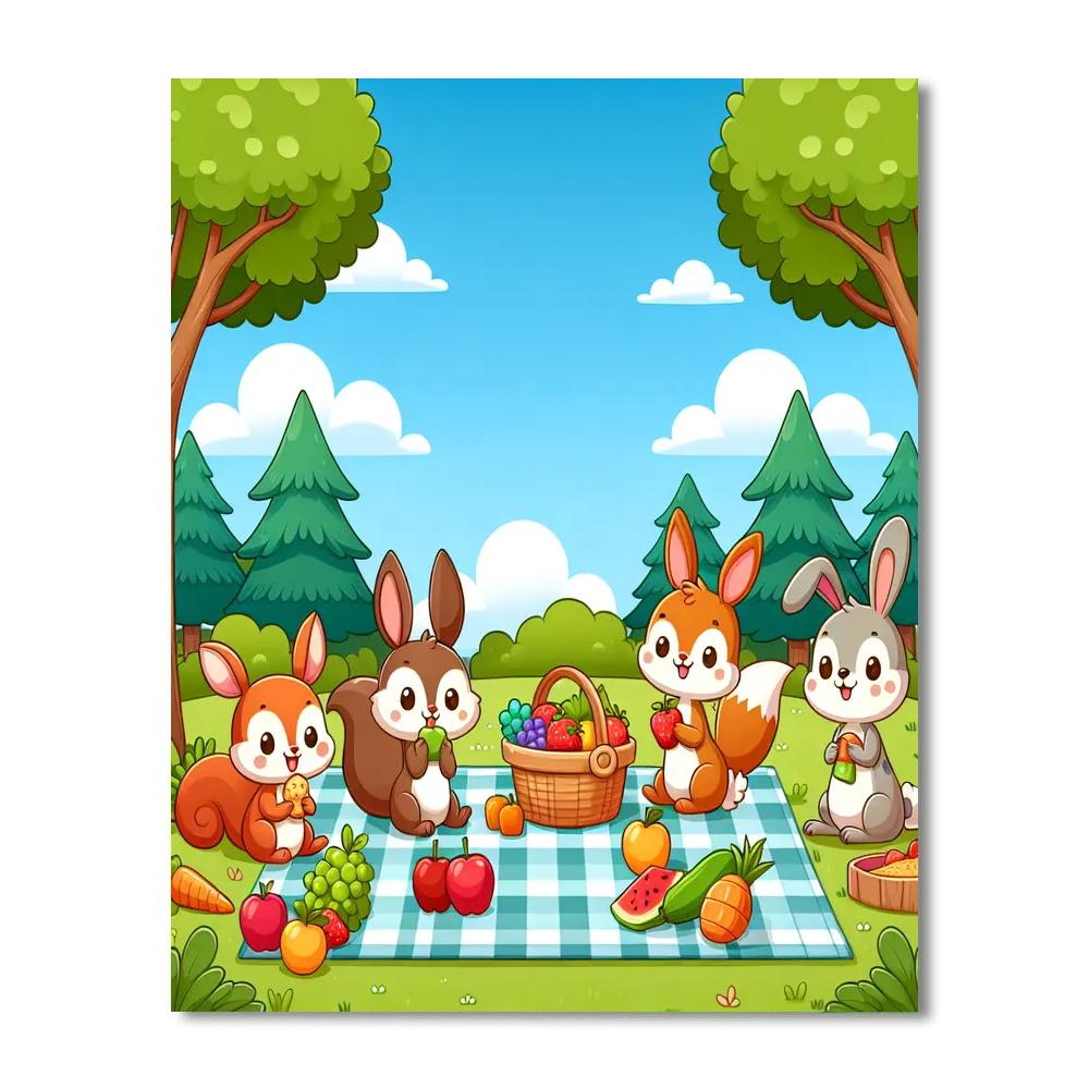 Adorable Woodland Picnic Paint By Numbers Art