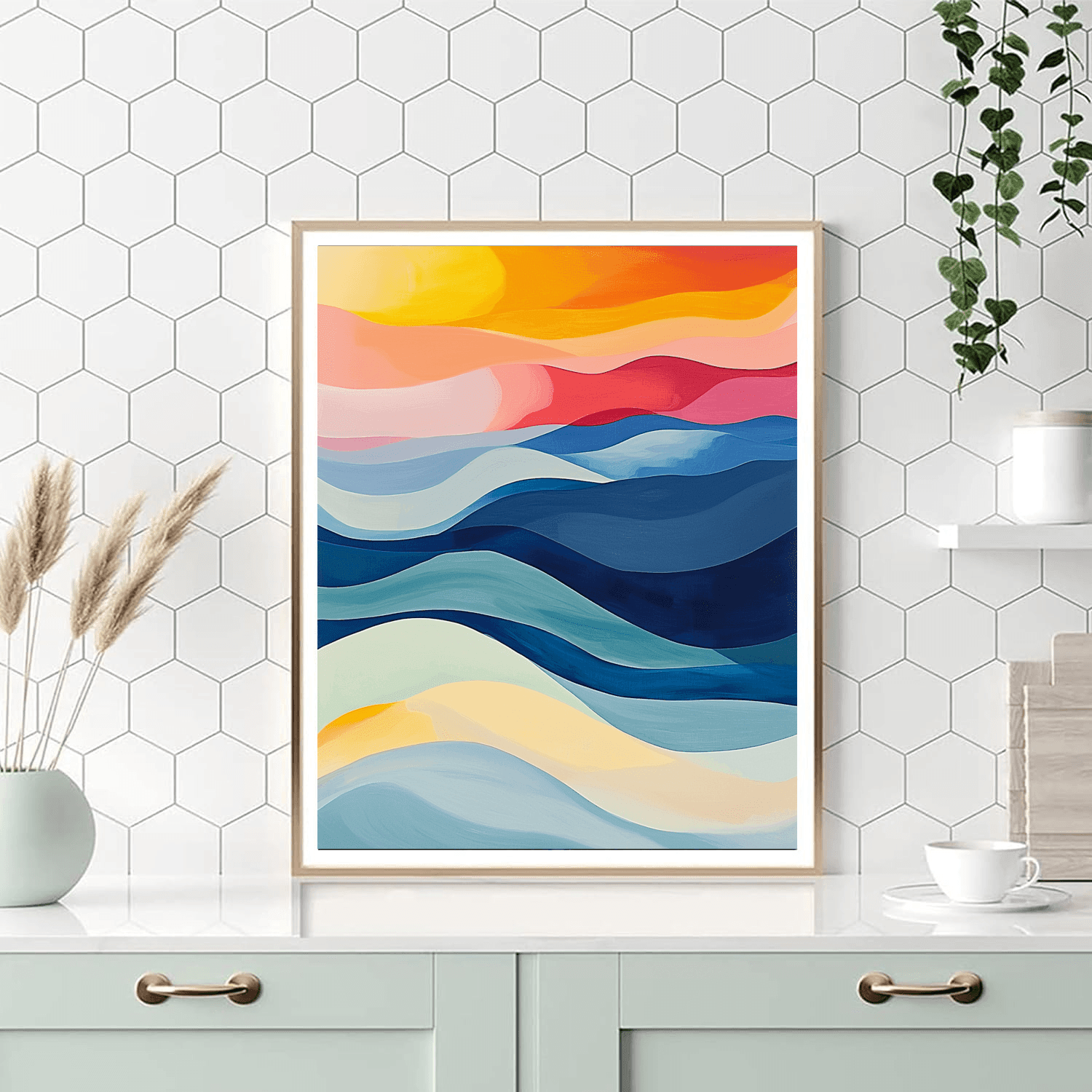 Helen Frankenthaler Inspired Abstract Ocean Wave Harmony - DIY Painting By Numbers Kit