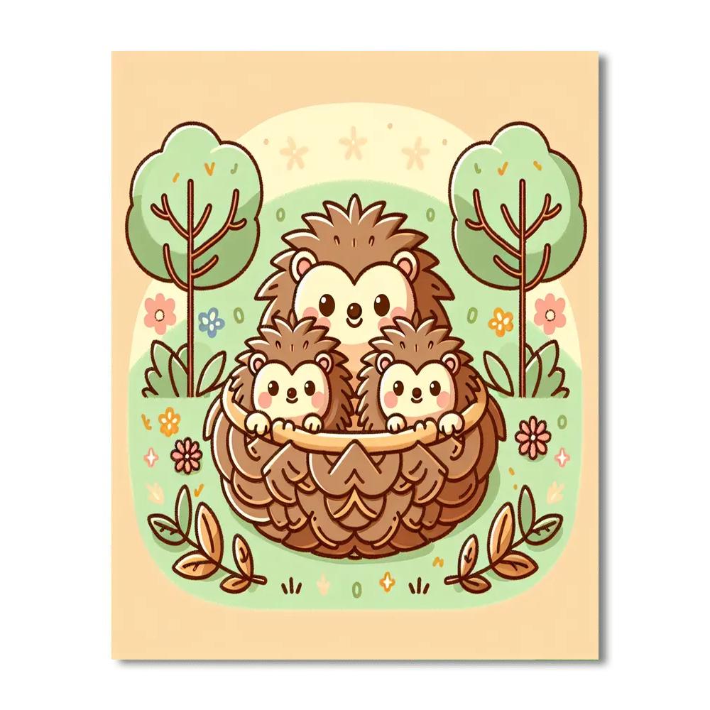 Adorable Hedgehog Family Numbered Painting Kits