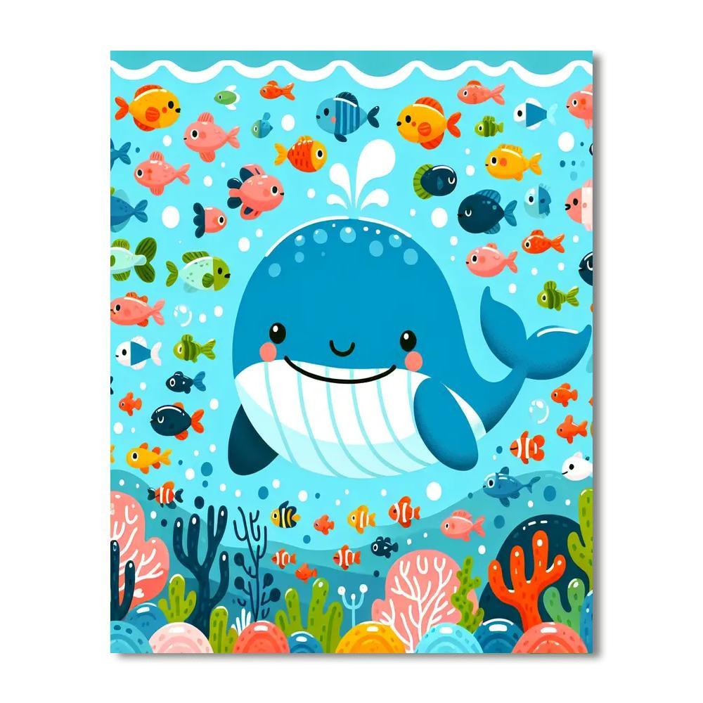 Whale's Deep Sea Quest Paint By Numbers Art