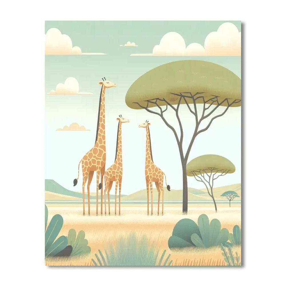 Gentle Giraffe Heights Number Painting