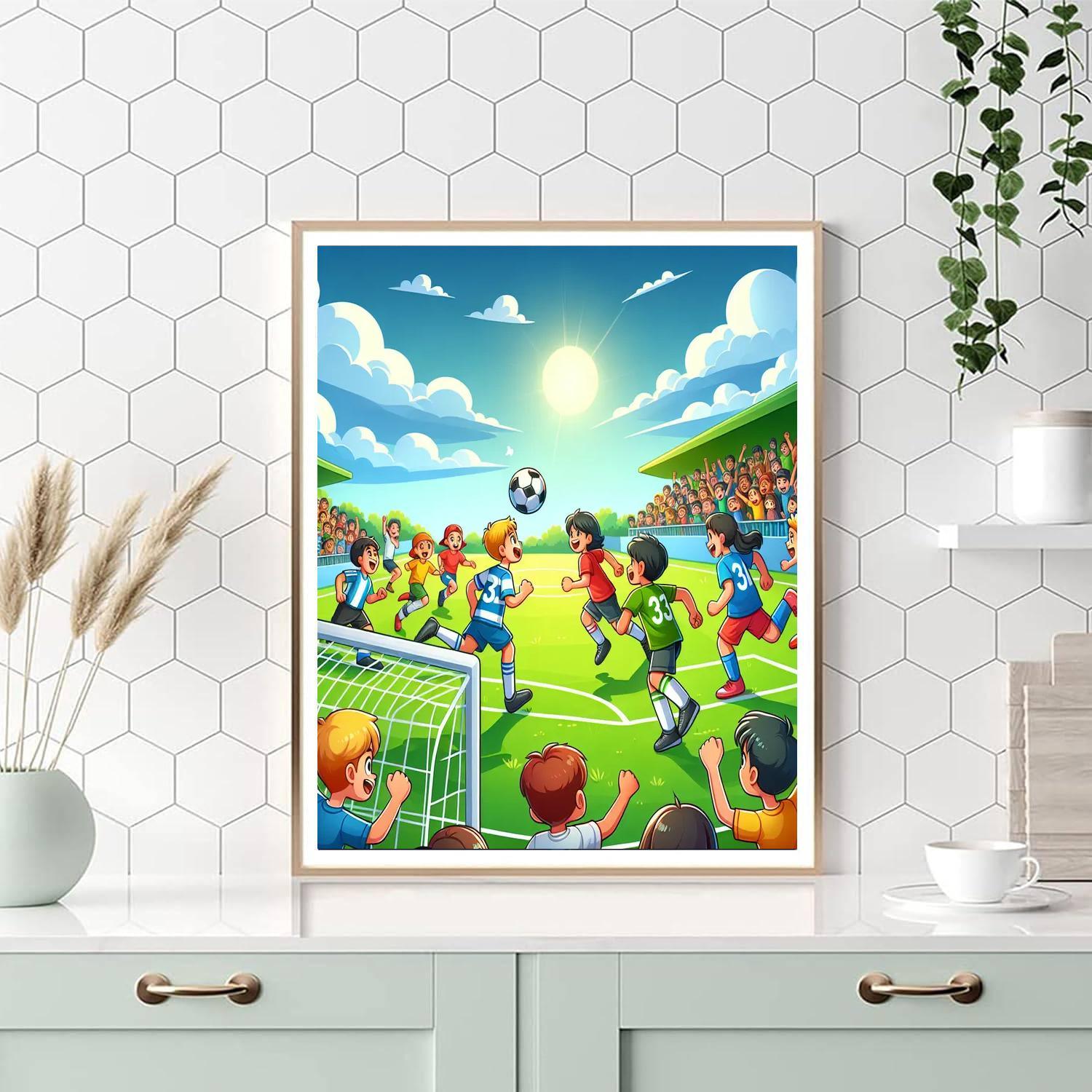 Energetic Soccer Game Paint By Numbers Art