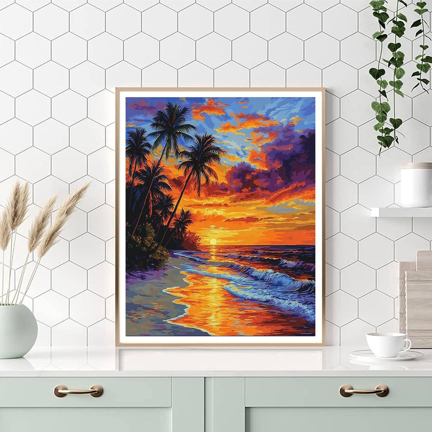 Paul Gauguin Inspired Vibrant Tropical Beach Sunset  Paint By Numbers Kits