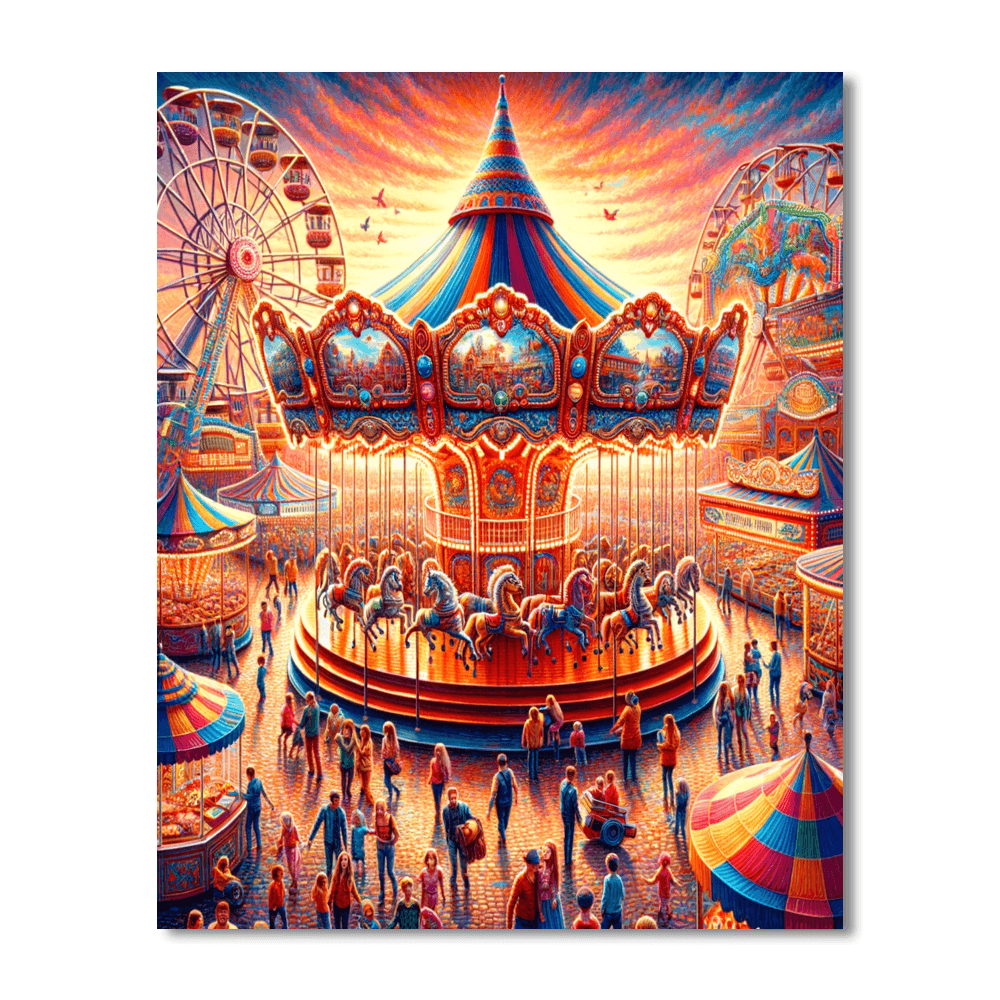 Joyful Carnival Scene Number Painting