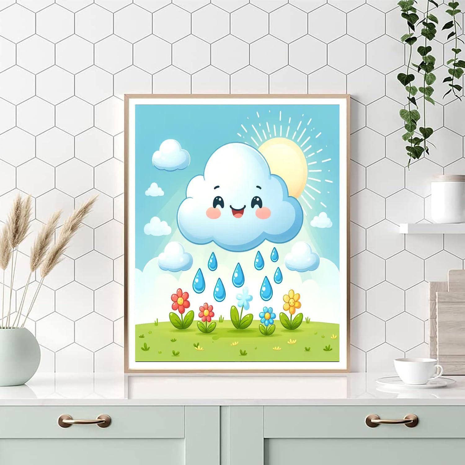 Whimsical Cloud With Raindrops Paint By Numbers Kits