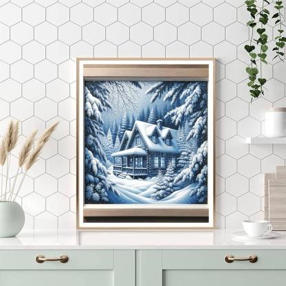 Snowy Mountain Cabin DIY Paint By Numbers