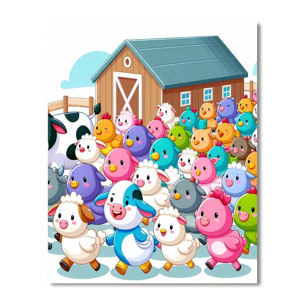 Farm Animal Parade Paint By Numbers Art
