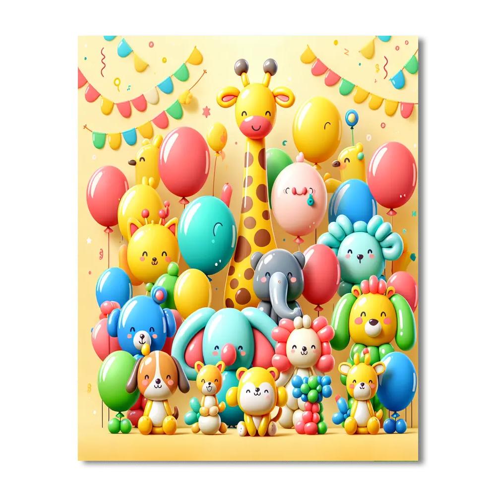Bubbly Balloon Animals Paint By Numbers Art