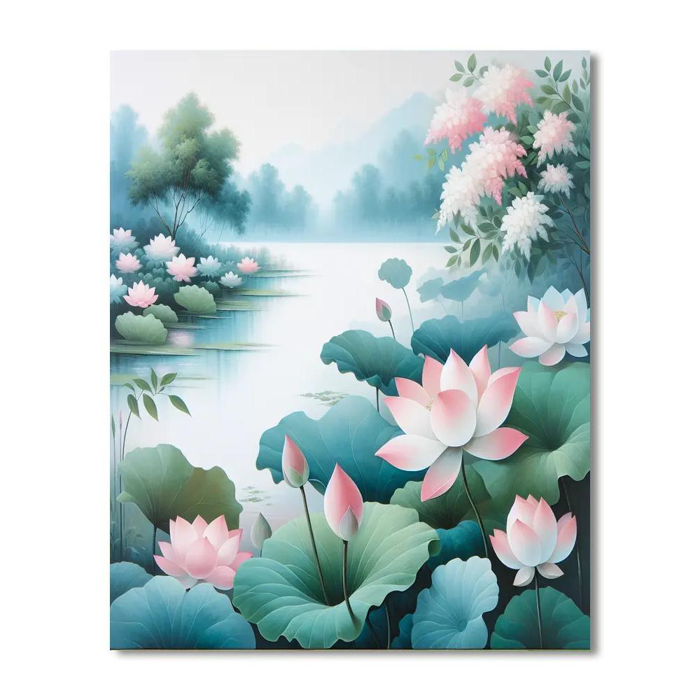 Serene Lotus Retreat Painting By Numbers Kit