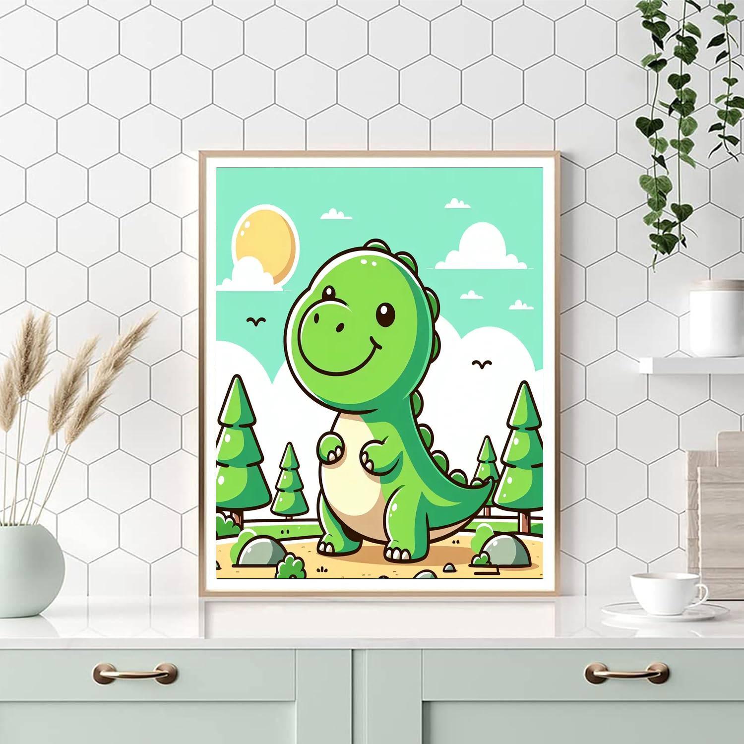 Cheerful Dinosaur Adventure Numbered Painting Kits