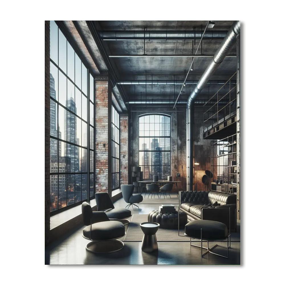 Chic Industrial Loft Number Painting