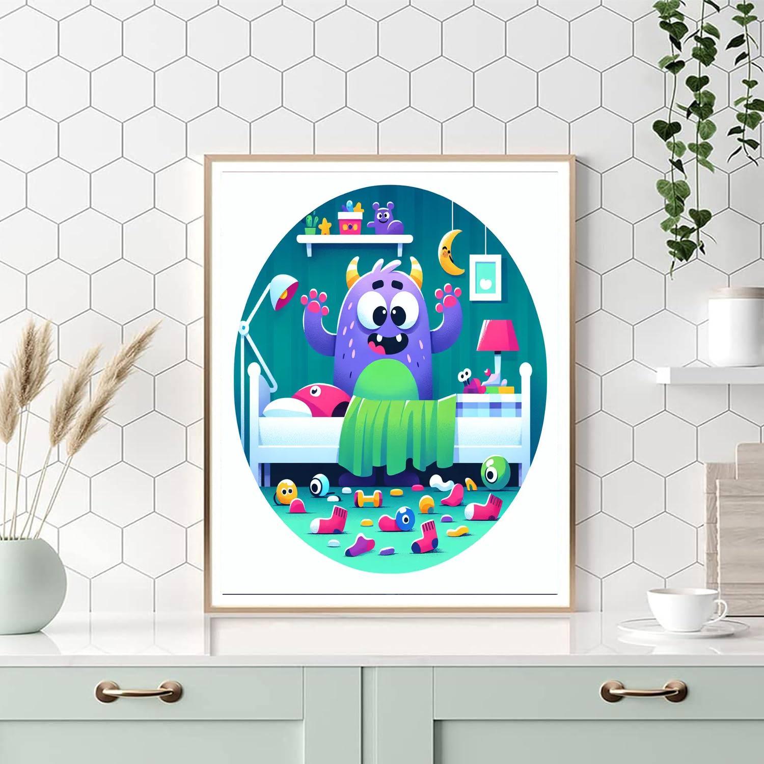 Silly Monster Under The Bed DIY Paint By Numbers