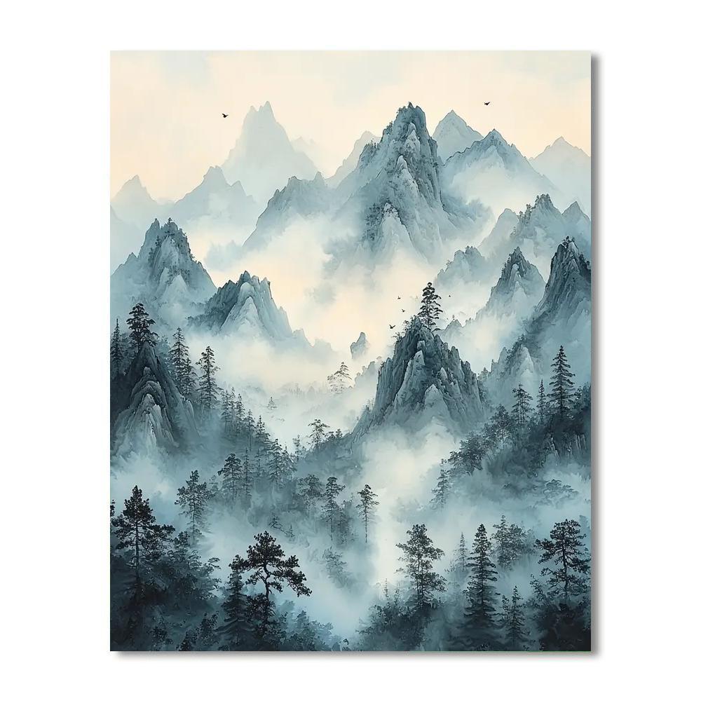 Li Keran Inspired Meditative Mountain Peaks  Paint By Numbers