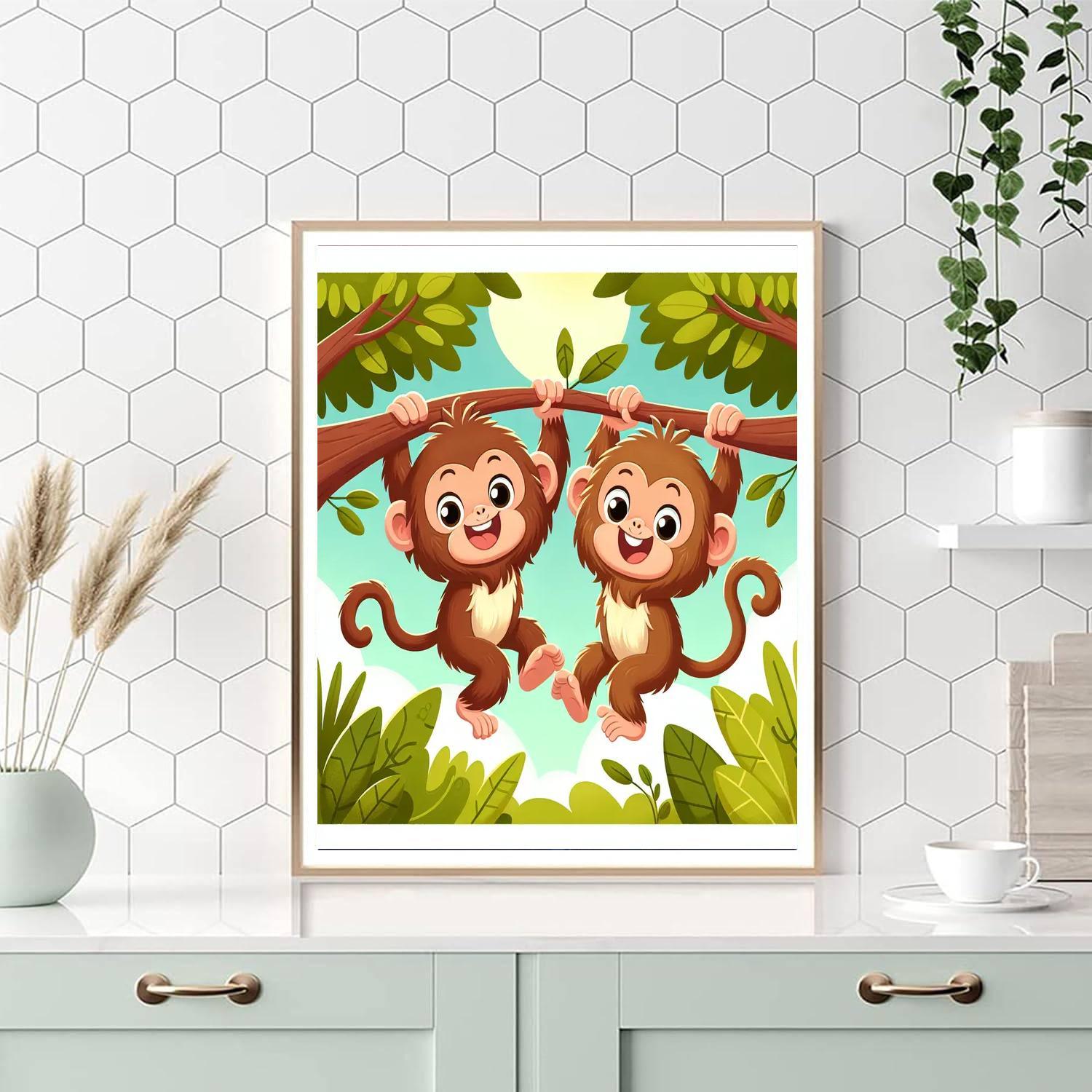 Mischievous Little Monkeys Paint By Numbers Art