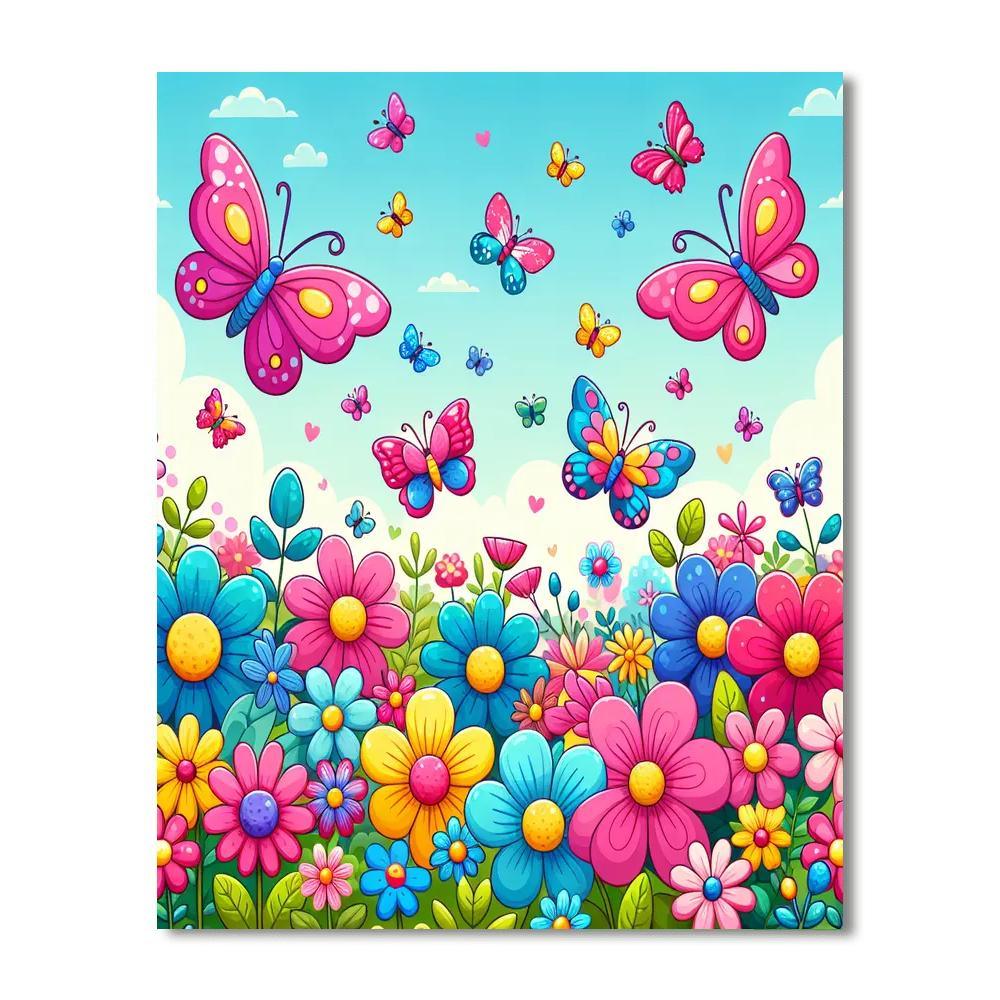 Vivid Garden Butterflies Paint By Numbers Art