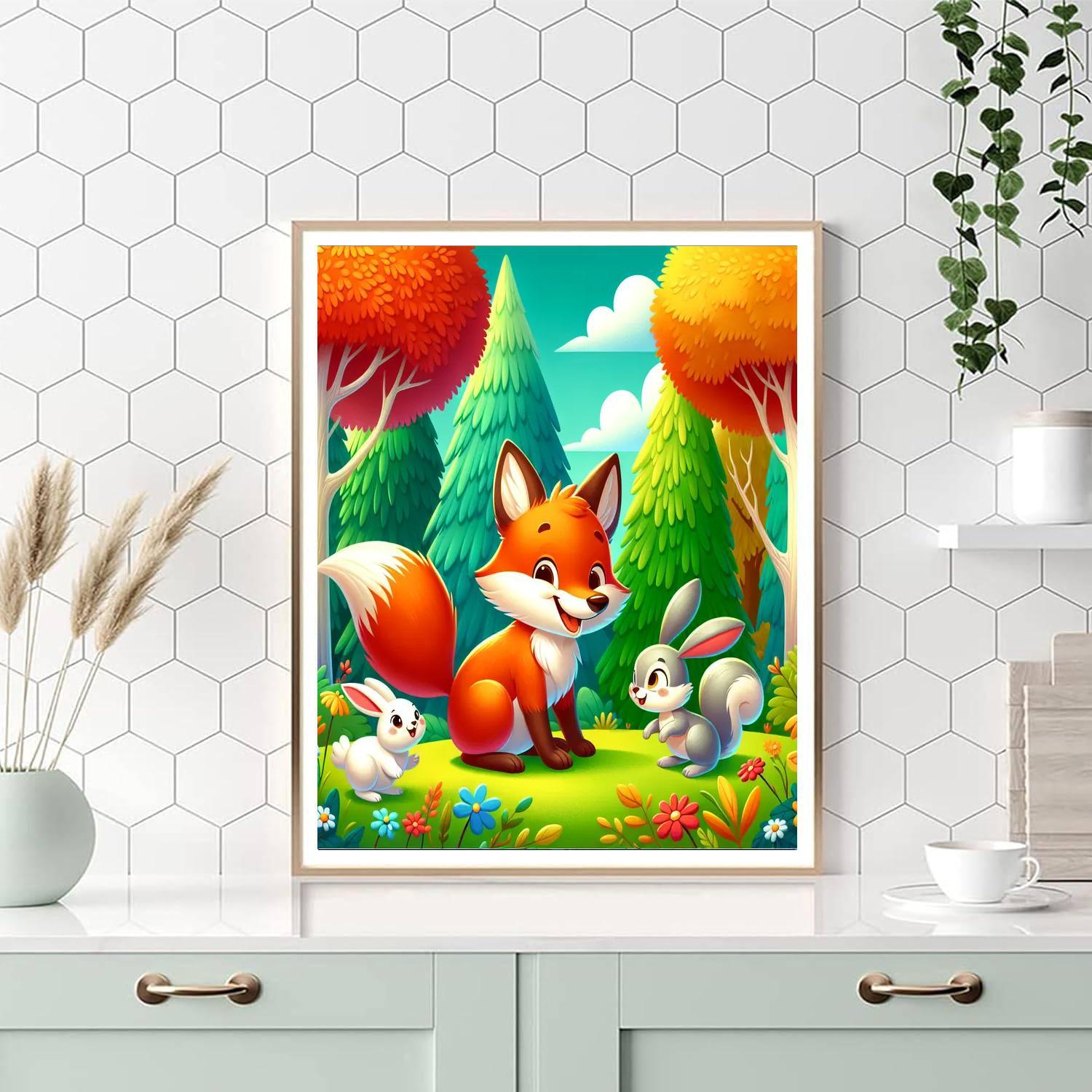 Adventurous Fox And Friends Paint By Numbers Art