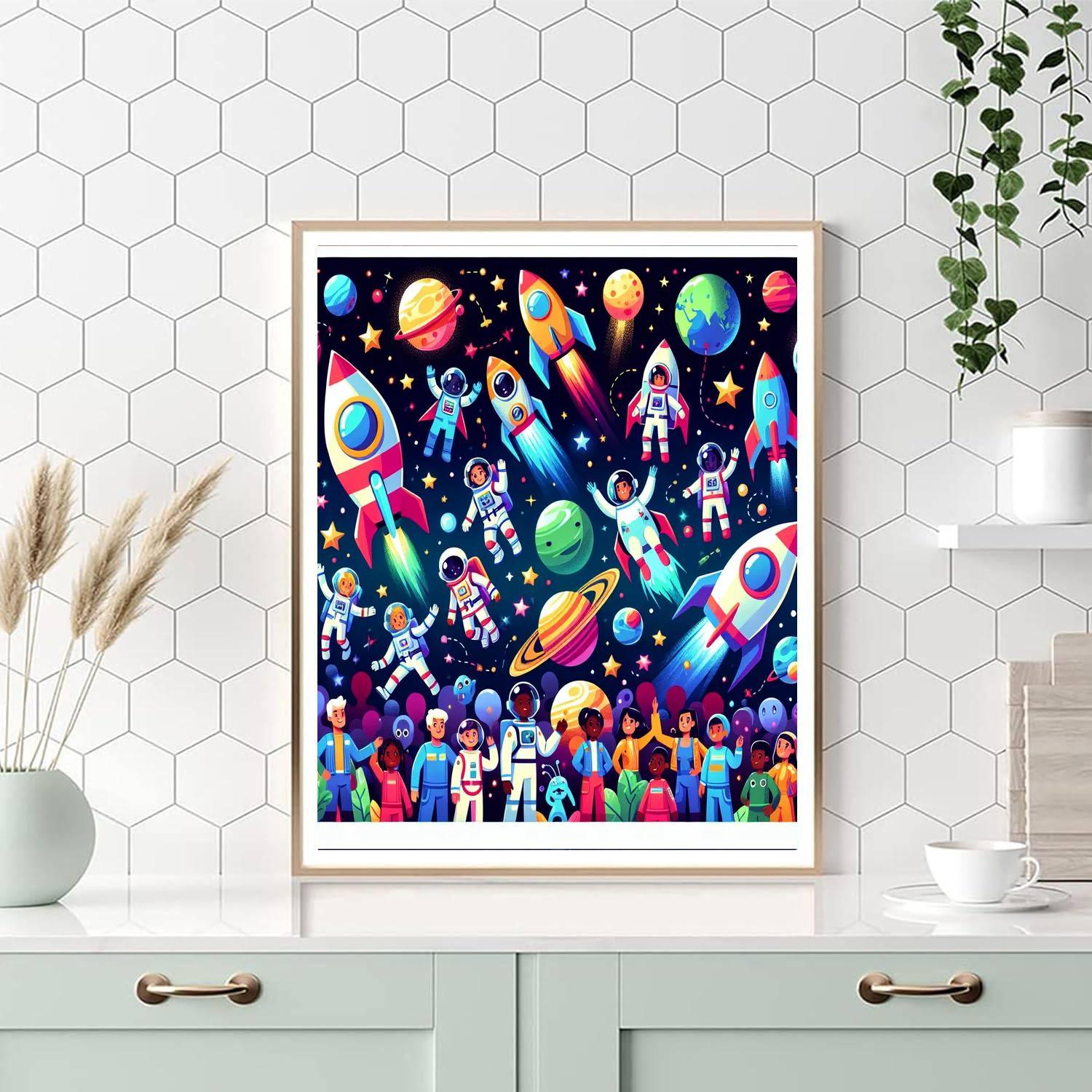 Cheerful Space Adventure Number Painting