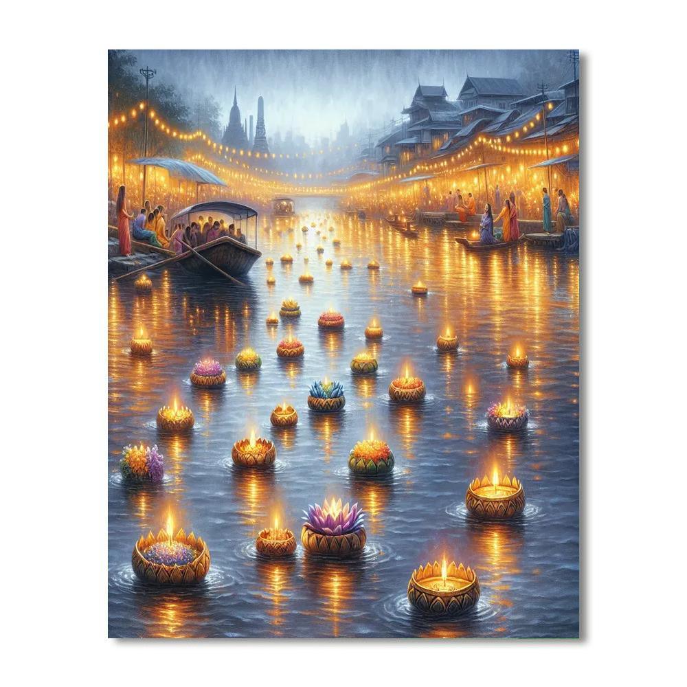 Loi Krathong - Bangkok Number Painting