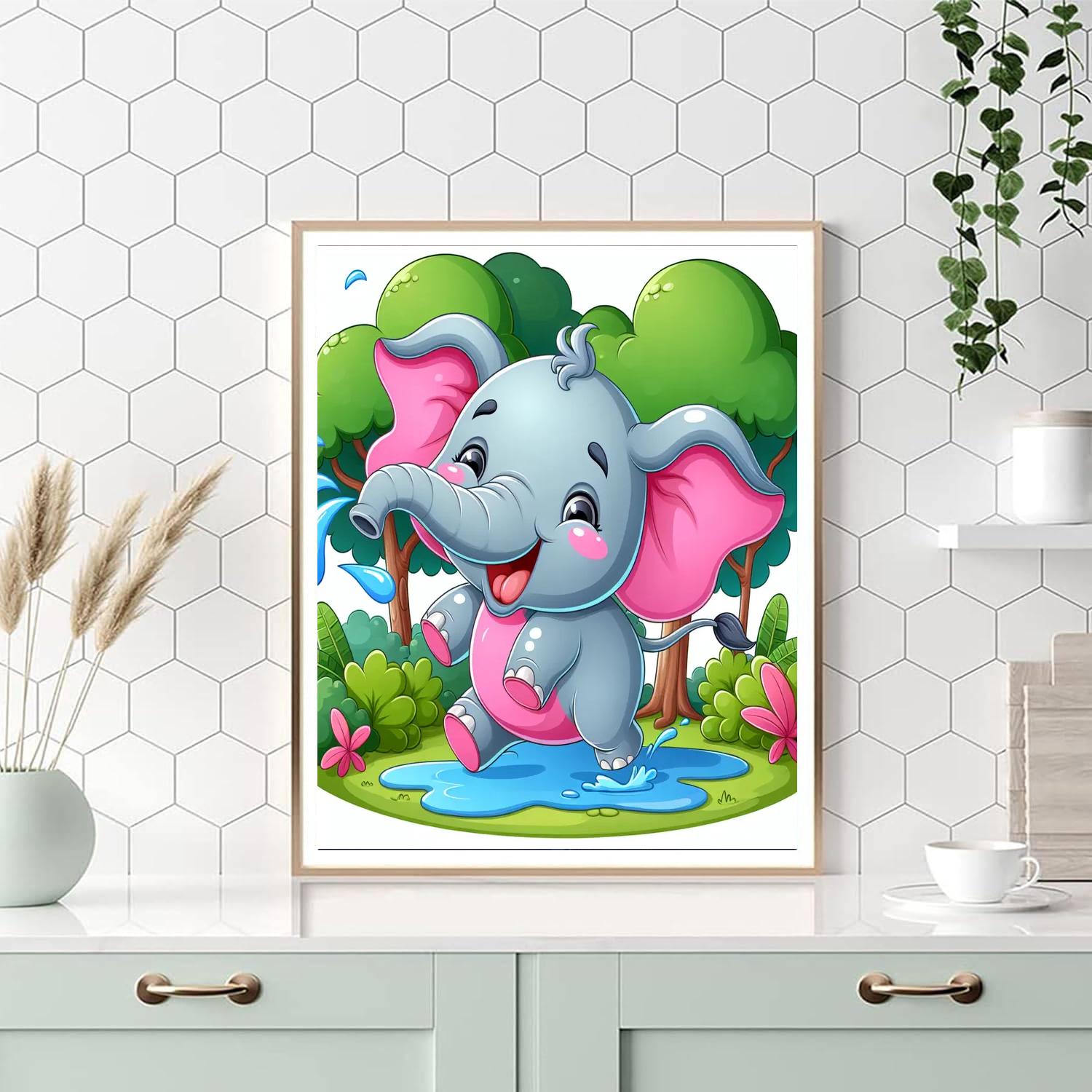 Whimsical Elephant Number Painting