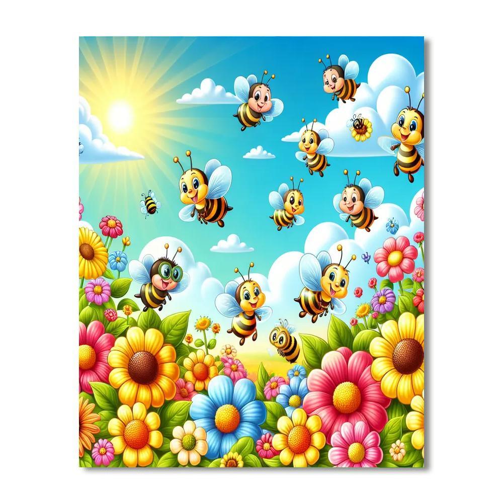 Buzzy Bees And Flowers Paint By Numbers