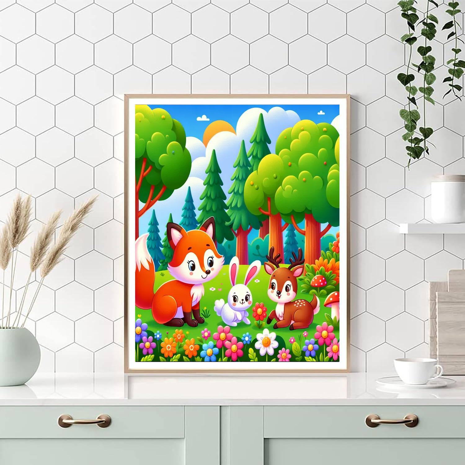 Lively Forest Adventure Paint By Numbers Art