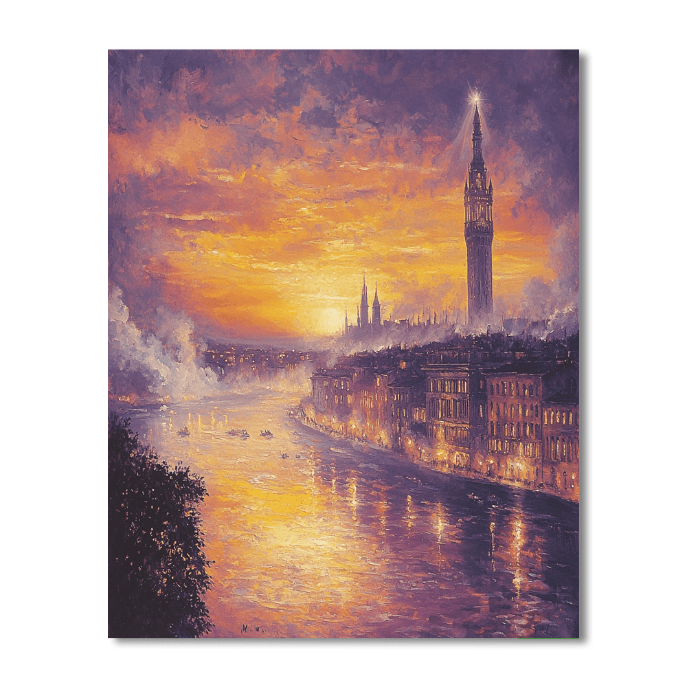 J.M.W. Turner Inspired Twilight Over The City  Paint By Numbers Art