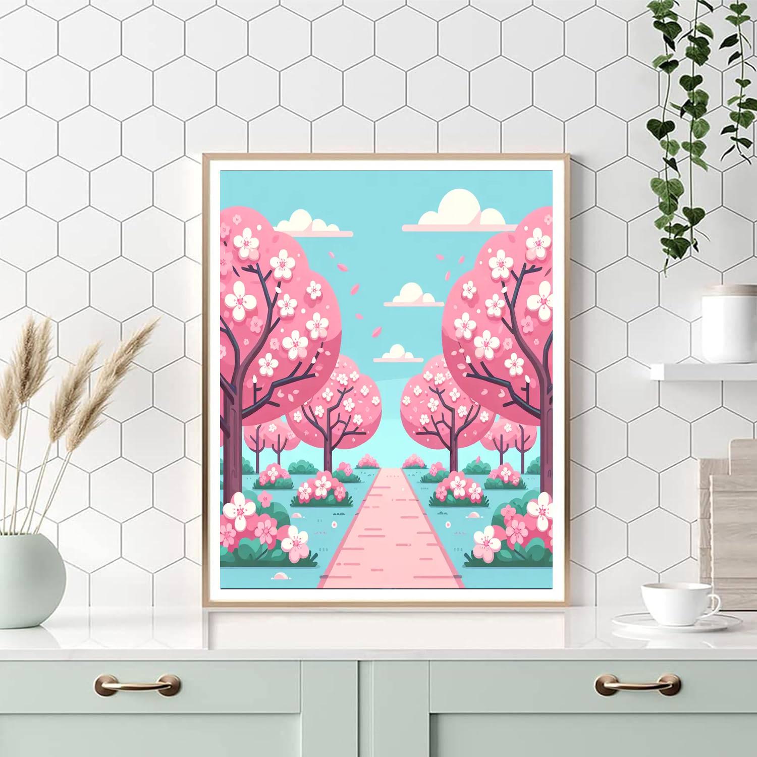 Charming Cherry Blossom Walk Paint By Numbers Art